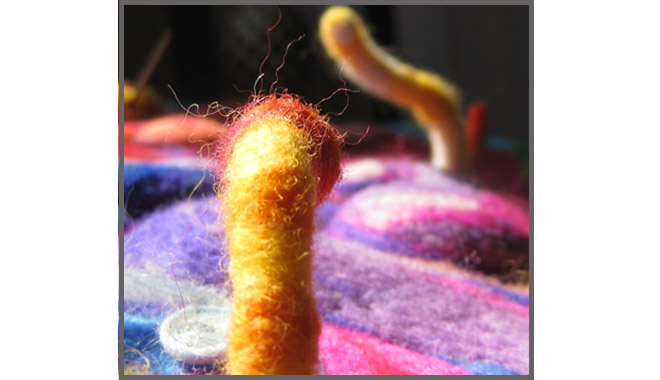 needle felted moon worms